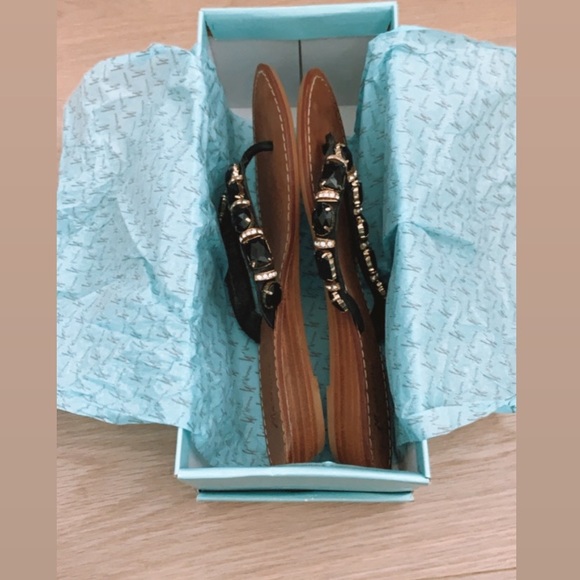 Marciano jewelled flip flop leather sandals - Picture 2 of 8